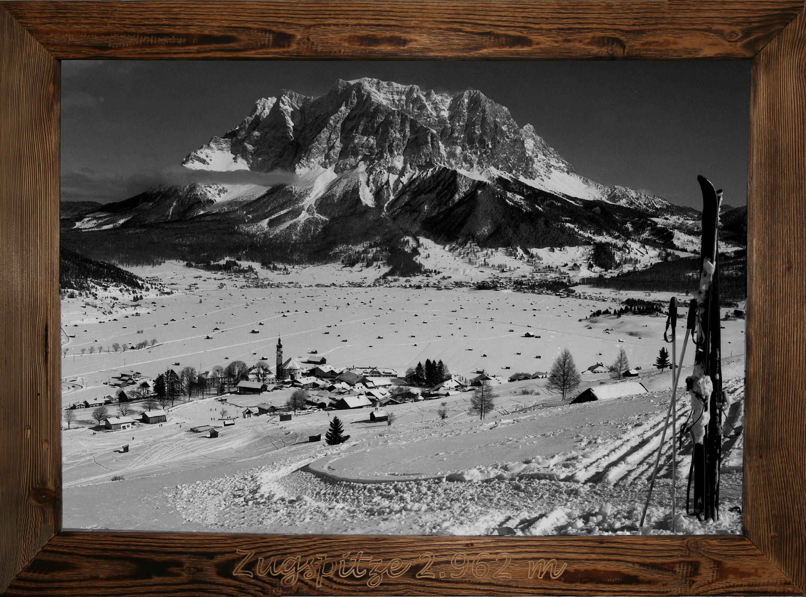 Bilderrahmen mit Historisches Bild Zugspitze Lermoos Ehrwald
